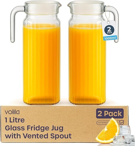 Glass jug fridge ribbed - jug,