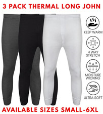 3 Pack Mens Long Johns Thermal
