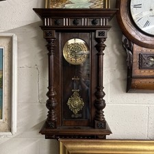 a Vienna regulator-style wall clock pendulum clock Brass Ornate Mahogany Carved