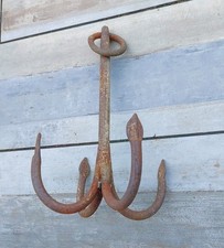 Vintage Industrial Heavy Duty Rustic Solid Wrought Iron 4 Prong Grapple Anchor