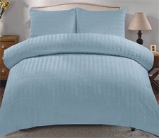 Seersucker Duvet Quilt Cover Pillowcases Ruched Non Iron Fabric A+ Top-Notch