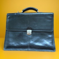 Gianni Conti Vintage Briefcase Italian Leather Business Document Bag Black