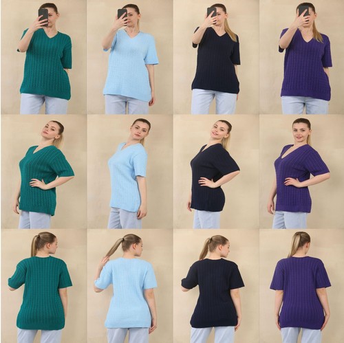 Womens short sleeve neck - short, v