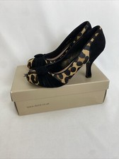 Dune Aristotle Court Leopard Print Heeled Shoes Suede UK 6 EU 39 Boxed