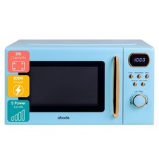 Abode Retro Blue Microwave 20L 800W Digital 8 Auto Cook Rose Gold AMD2004GRG