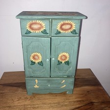 Green Shabby Chic Painted Mini Wood Kitchen Cabinet Spice Rack Vintage 30cm