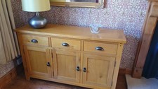 Oak Wooden Sideboard 3 Door Buffet Storage Unit