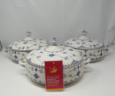 Furnivals Denmark Blue & White Ironstone 20 cm Lidded Serving Tureens x 3  LM10a