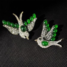 Emerald Green Swallow Brooches