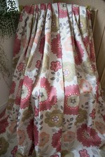 Cream Terracotta Lime Grey Floral Blackout Pair Curtains 50Wx53D Lined Heavy MTM