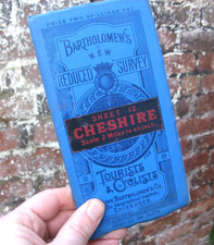 1911 Bartholomew's Tourists & Cyclists Map- Cheshire
