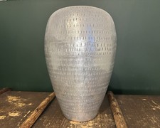Beautiful Objects: Silver Aluminium Ovoid Floor Vase Urn Textured Modernist