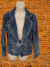 PER UNA M&S UK 14 BLUE/GREY COAT JACKET ORIENTAL CORDUROY DENIM CASUAL WOMENS
