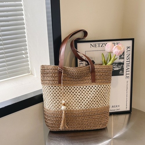 Straw woven tote - straw, bag