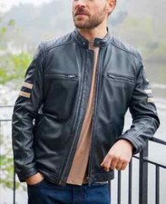 Men black biker slim - men's,