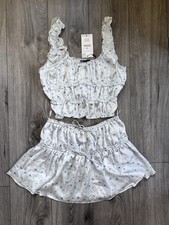 Zara Blue Floral Ruffle Crop