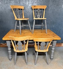 Vintage pine table and - vintage, four