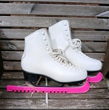 Risport laser  figure Ice Skates White Leather UK 5  Pink Blade Covers