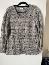 M&S Indigo Grey Polyester Mix “lacy” Knit Jumper Size 16 Bust 52” app. VGC.