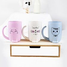New Biodegradable Unbreakable Wheat Kitty Cat Coffee Mug Tea Cup 300ml Kids Gift