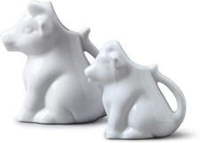 Porcelain White Cow Milk Jug Creamer, Coffee Tea Creamer Jug Set of 2, 50-175ml 