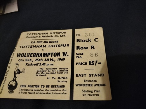 Vintage match ticket tottenham - ticket,