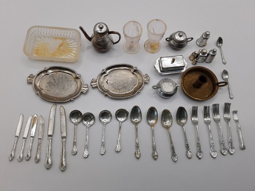 Dolls house cutlery and - house,