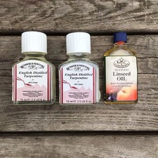 Winsor & Newton 75ml English Distilled Turpentine Bottles & Refined Linseed Oil