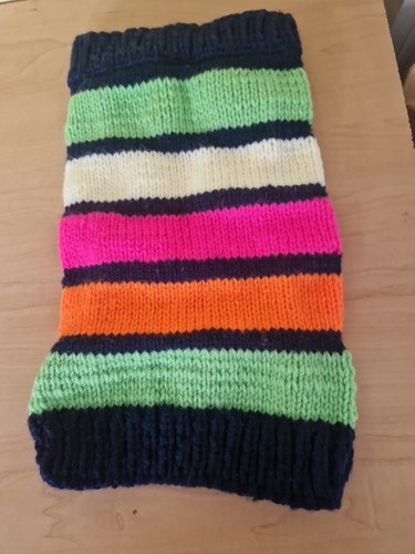 Hand knitted dog - hand, 30cms