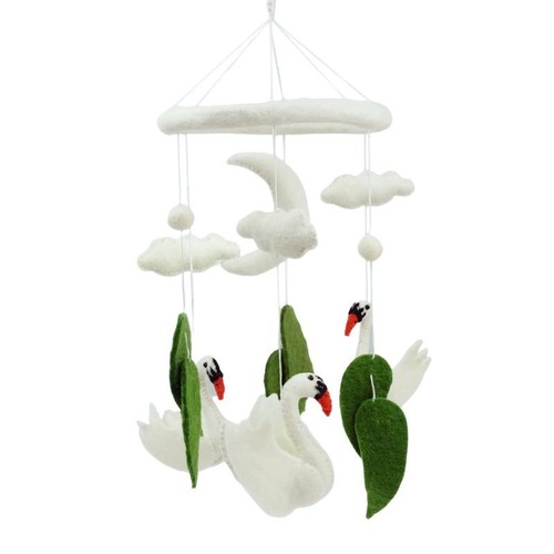 Swans cot mobile - felt, baby