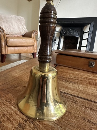 Brass bell wooden handle - wooden, hand
