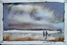 'Walk On A Stormy Cornish Beach' by Cornish Artist Snowey Barker