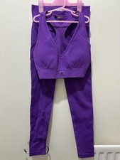 Bo+Tee Purple Ribbed Gym Crop Top & Leggings Set