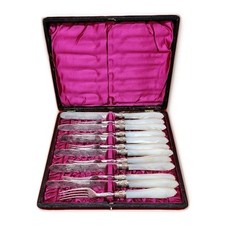 Victorian Padley, Parkin & Staniforth, Sheffield Silverplate Flatware Set Pearl