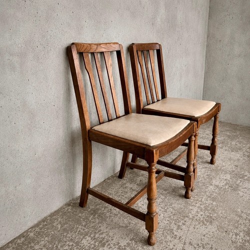 Pair 1950s solid oak - solid,
