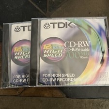 2 PACK, TDK High-Speed 700MB 4-12x 80min Rewritable Blank CD - NEW & SEALED