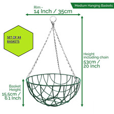 4X 14" Wire Hanging Baskets