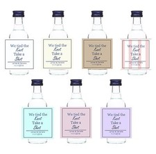 40 PERSONALISED TAKE A SHOT MINI BOTTLE LABELS, WEDDING FAVOURS BIRTHDAY ALCOHOL