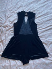 Black Velour Playsuit With