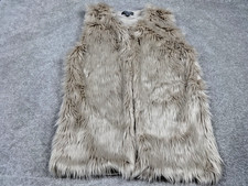 Primark Gilet Women L Beige Faux Fur Sleeveless Waistcoat Boho Festival Layering
