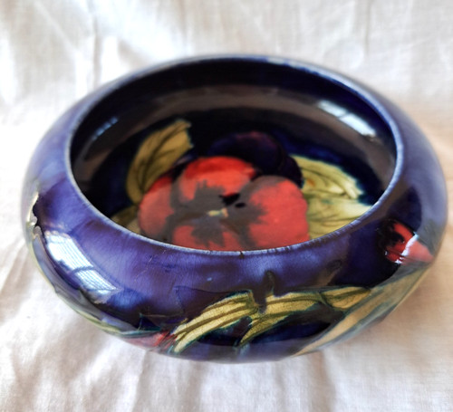 Moorcroft pansy inverted - inverted, rim