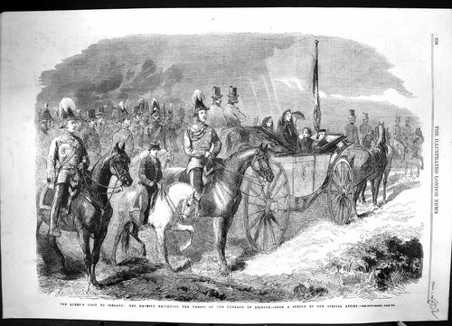 Old print 1861 queen ireland - old,