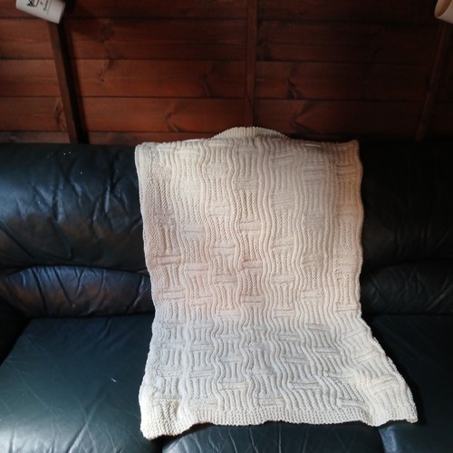 Hand knitted blanket throw - blanket, or
