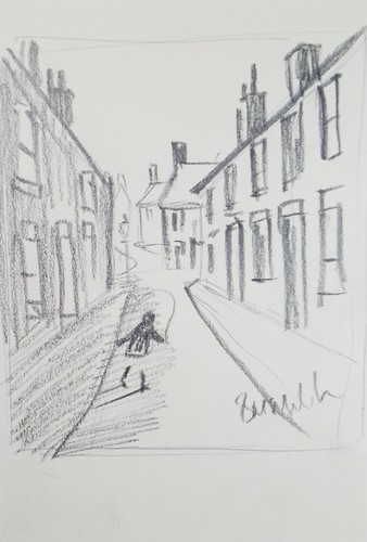 Pencil drawing terraced - pencil, 'terraced