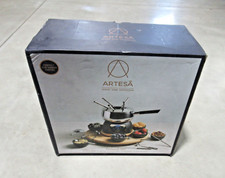 Artesà Deluxe Stainless Steel Swiss Fondue Set W Lazy Susan (22-Piece Party Kit)