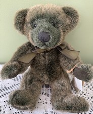 Vintage Edition Russ Jointed Teddy Bear. Timperly.Green fur Cert Of Authenticity