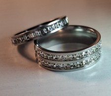 Silver Stainless Steel Double Row Bling Ring Women And Men Size S