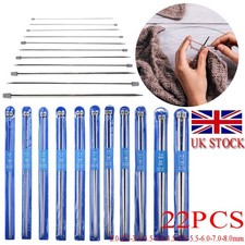 22PCS Knitting Needles Set 2-8mm - 35cm Stainless Steel Single Pointed