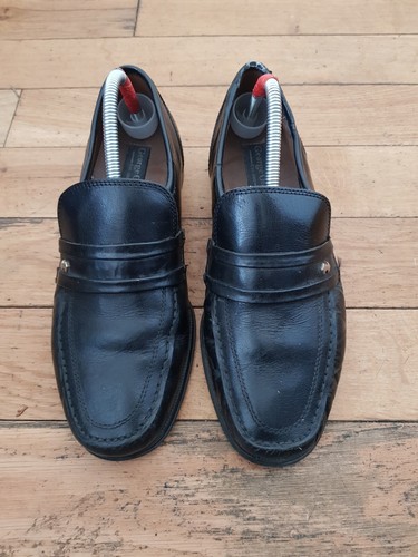 Men black leather slipon - men's,