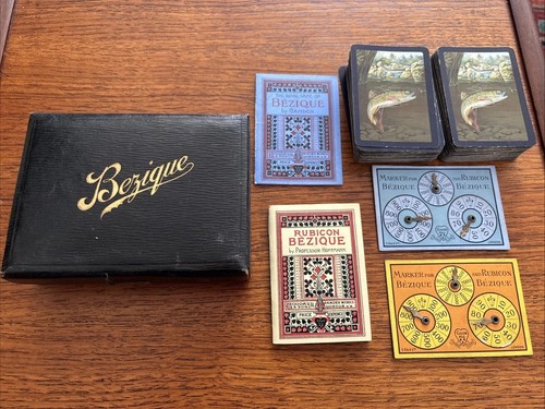 Vintage bezique card game - card, by